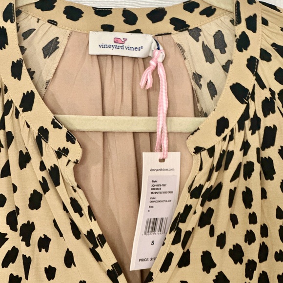 NWT Vineyard Vines Tan and Black Leopard Print Dress - Picture 3 of 8